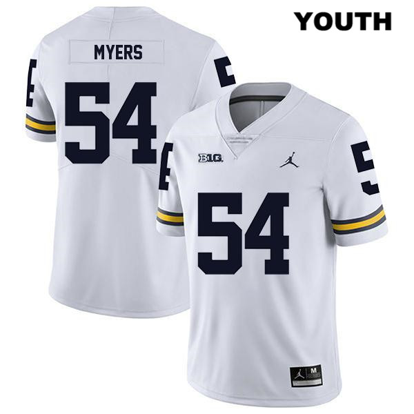 Youth NCAA Michigan Wolverines Carl Myers #54 White Jordan Brand Authentic Stitched Legend Football College Jersey NS25T52LO